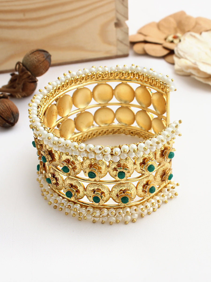 Nabhya Cuff Bangle / Bracelet-Green