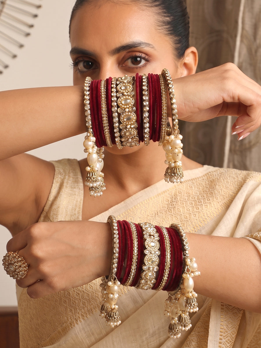 Navya Bangle Set / Stack-Maroon