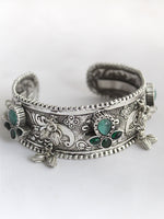 Aabha Silver Cuff Bangle / Bracelet-Multicolor