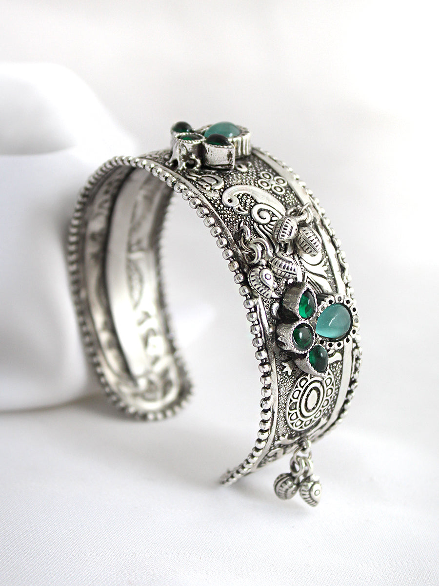 Aabha Silver Cuff Bangle / Bracelet-Multicolor