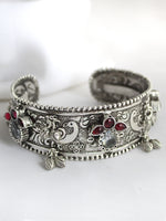 Aabha Silver Cuff Bangle / Bracelet-Multicolor