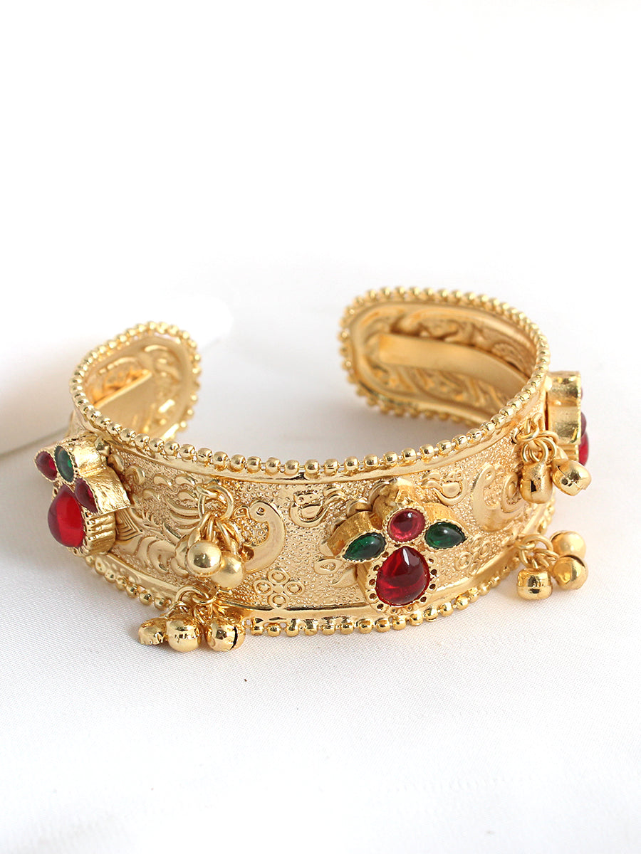 Aabha Gold Cuff Bangle / Bracelet-Multicolor
