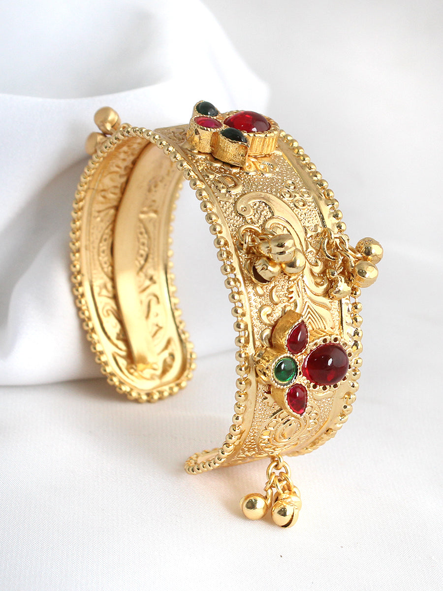 Aabha Gold Cuff Bangle / Bracelet-Multicolor