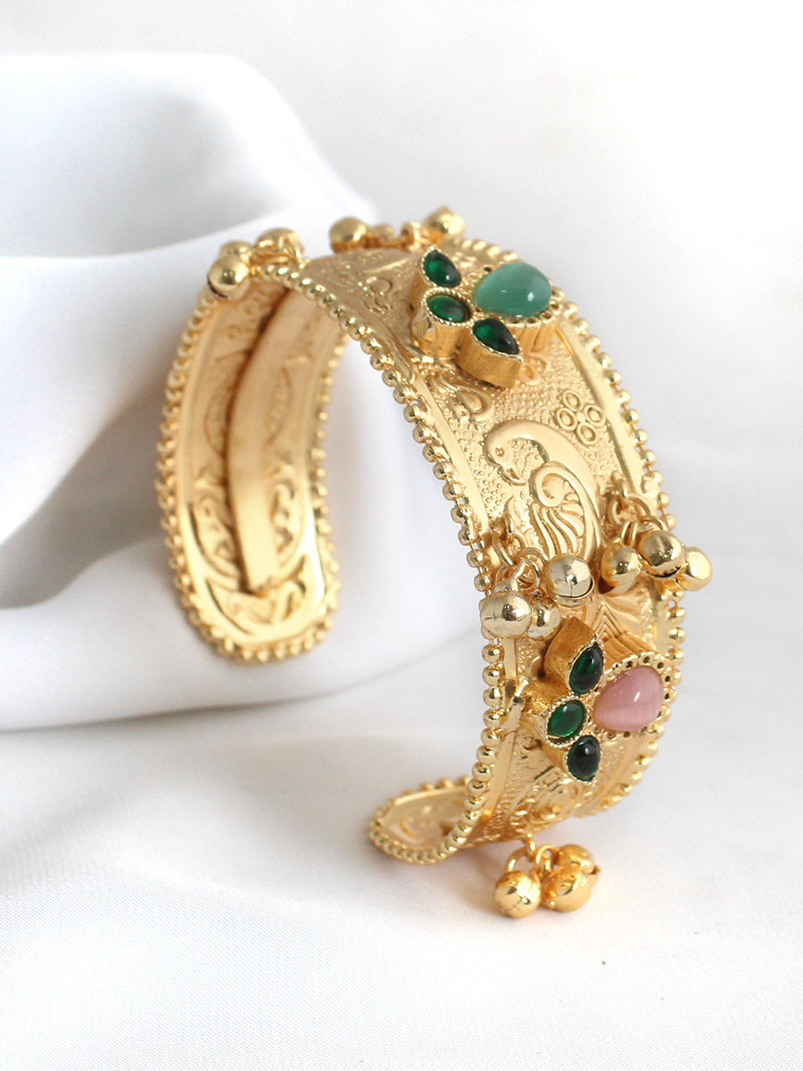 Aabha Gold Cuff Bangle / Bracelet-Multicolor