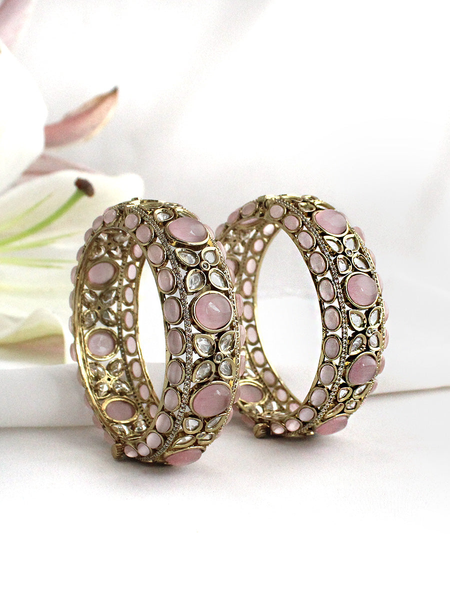Pragati Bangle Set-Pastel Pink