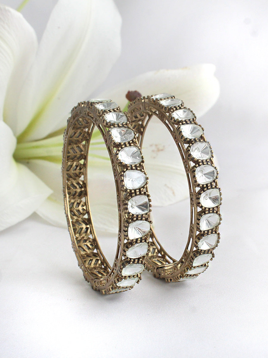 Ziva Bangle Set-Antique Gold