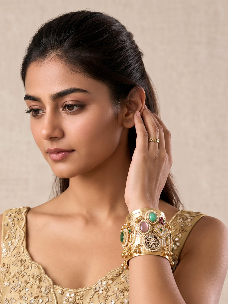 Saanjh Cuff Bangle Bracelet-Multicolor