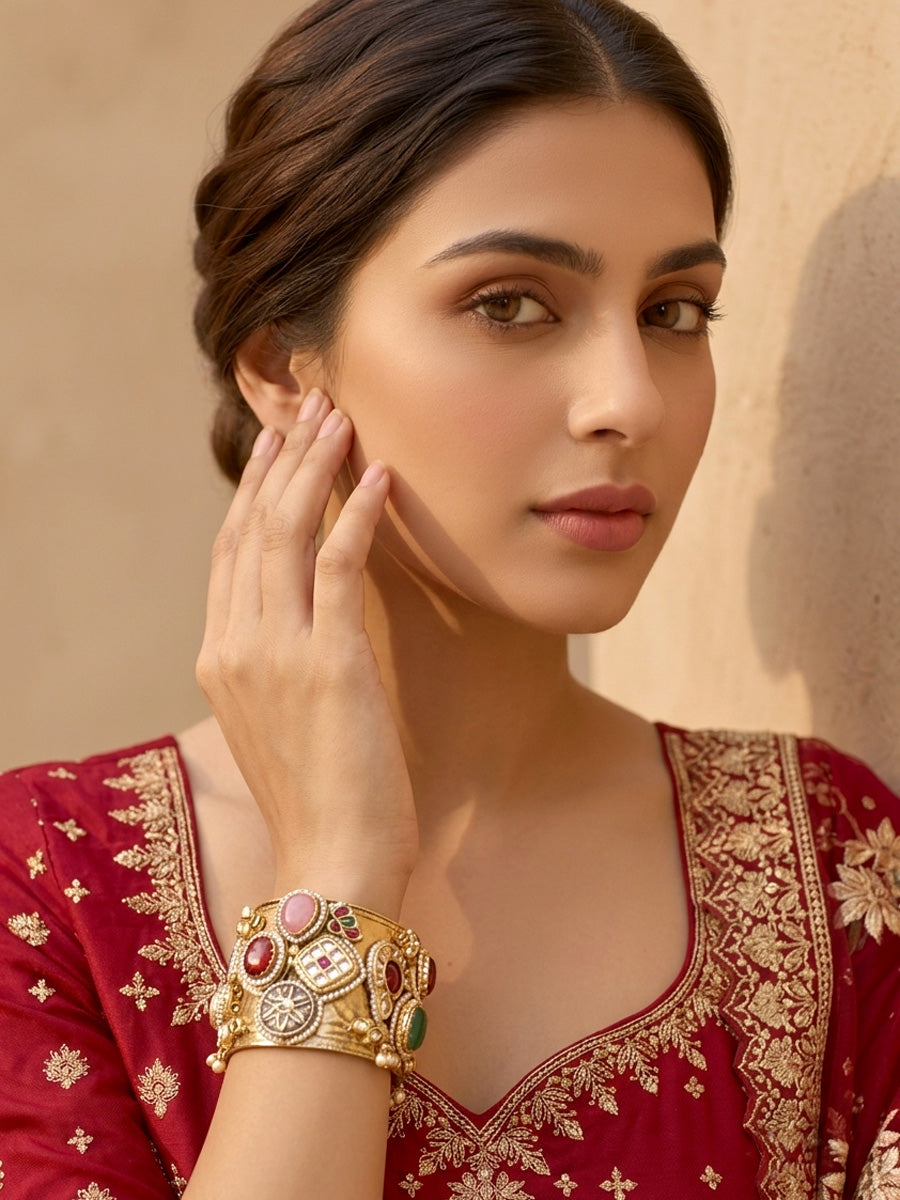 Saanjh Cuff Bangle Bracelet-Multicolor