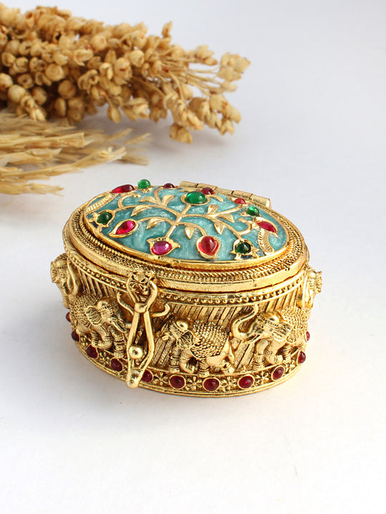 Mughal Inspired Trinket Box-turquoise