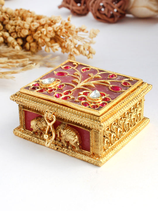 Vintage Mughal inspired Trinket Box-Dark Pink