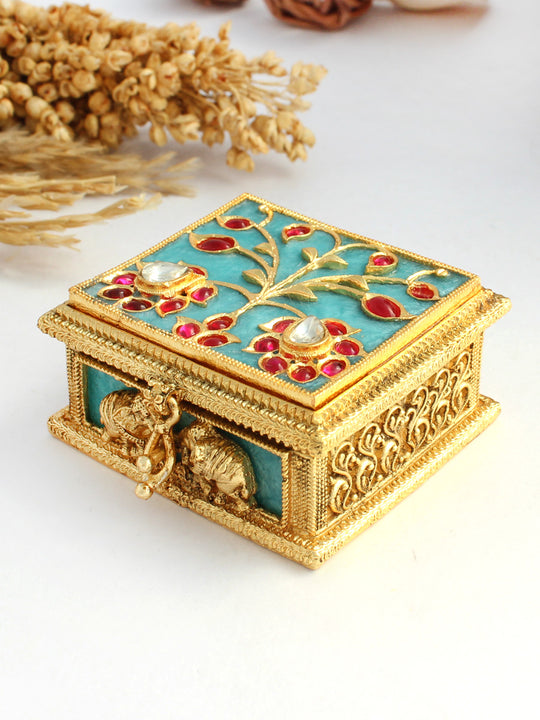 Vintage Mughal inspired Trinket Box-Turquoise
