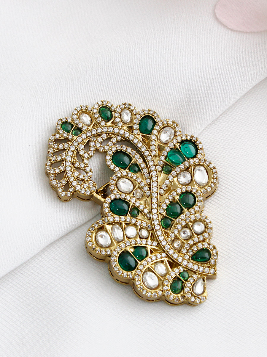 Aaria Pin Broach / Brooch-Green