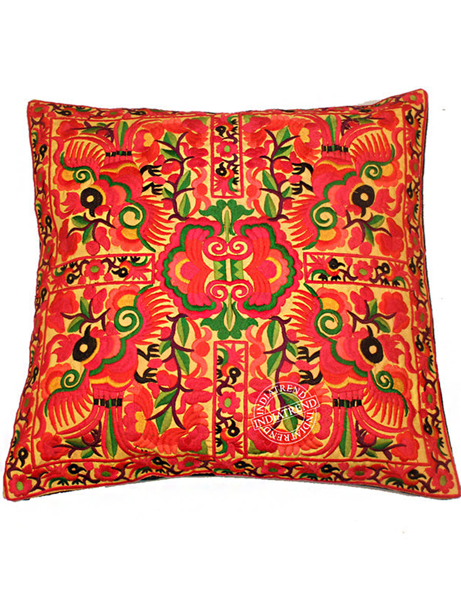 Embroidery Cushion Covers-Red