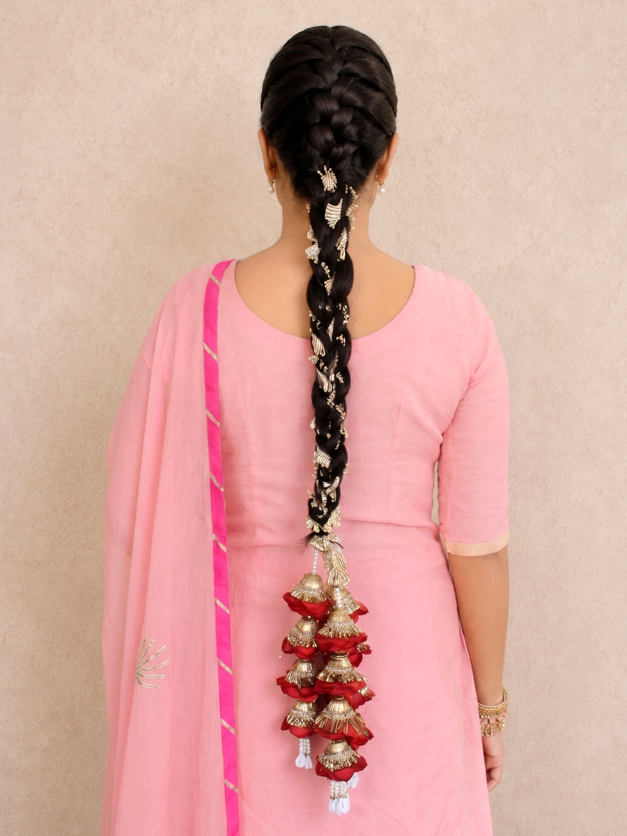 Manpreet Floral Paranda Decorative Punjabi Parandi for Festive Styling-Maroon