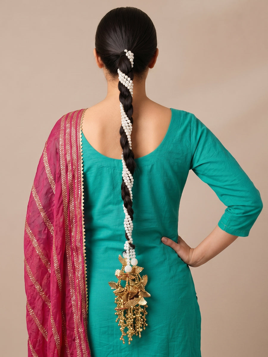 Seerat Paranda Gold Tassel Parandi for South Asian Brides-Gold