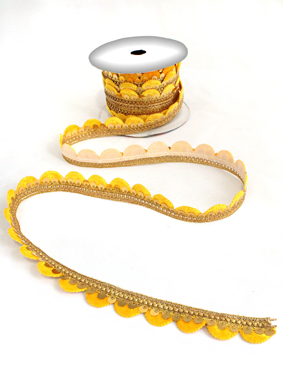 Aarchi Sequin Decorative Hair Plait Lace-Yellow