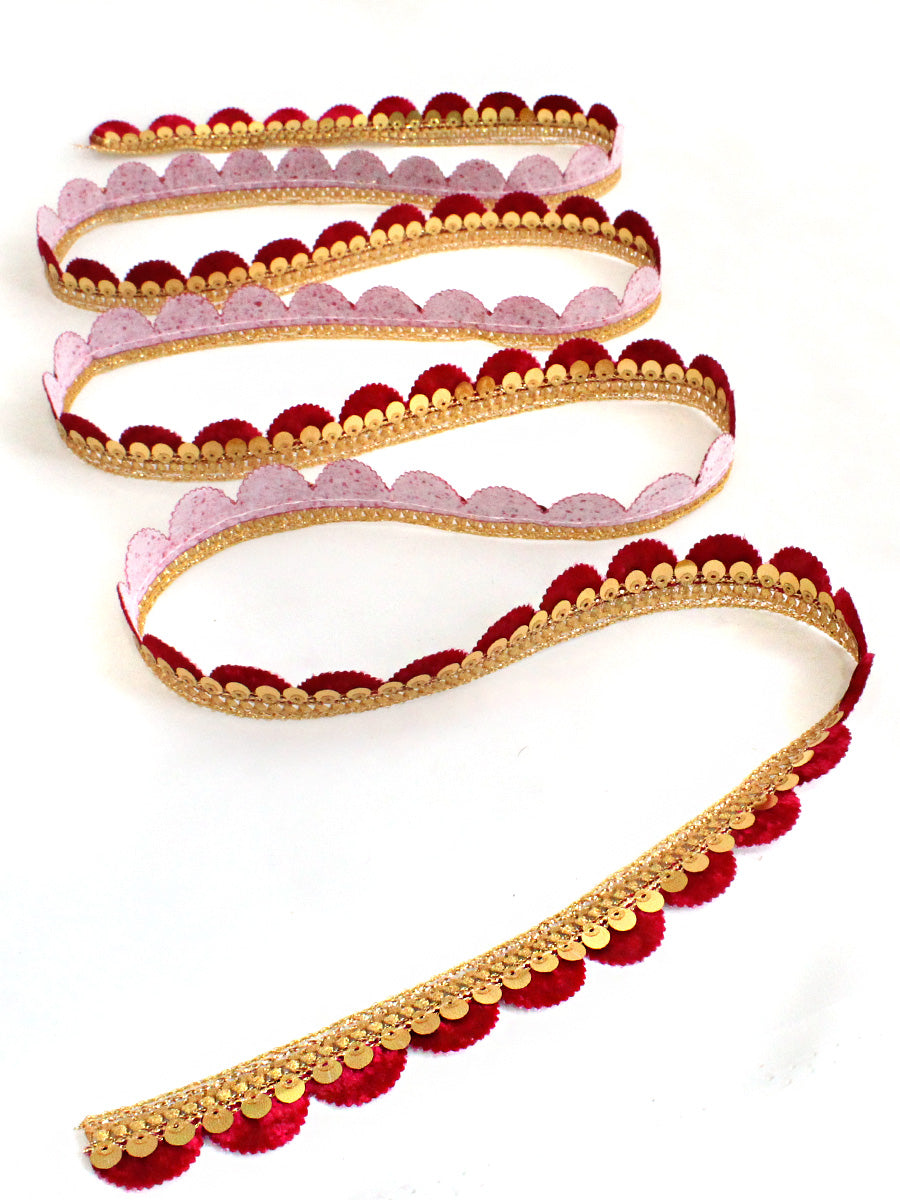 Aarchi Sequin Decorative Hair Plait Lace-Hot Pink