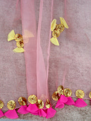 Pastel Pink Tissue Dupatta with Gotapatti Net Work-Pastel Pink