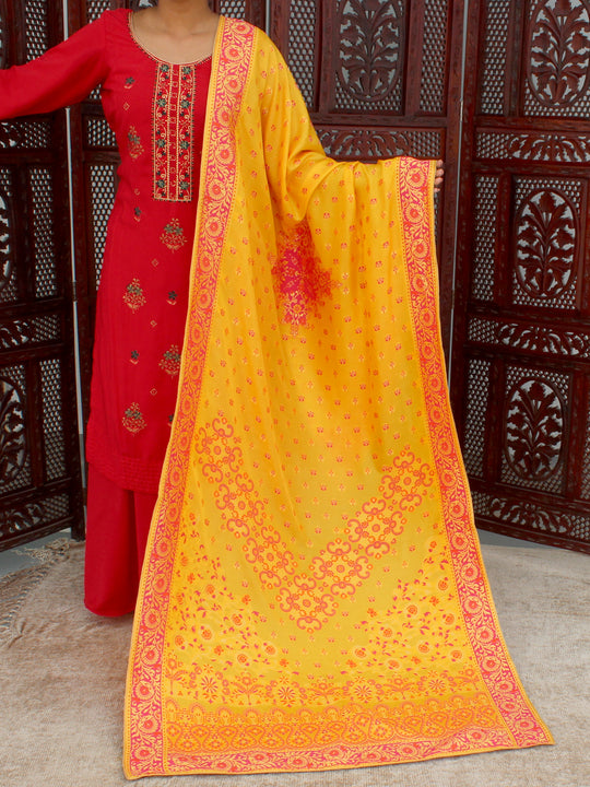 Rayma Yellow Banarasi Silk Dupatta-Yellow