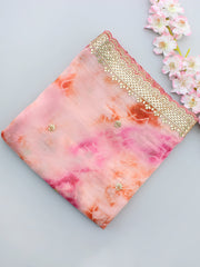 Kiara Pastel Pink & Peach Shaded Chinon Dupatta with Gota Patti Embroidery