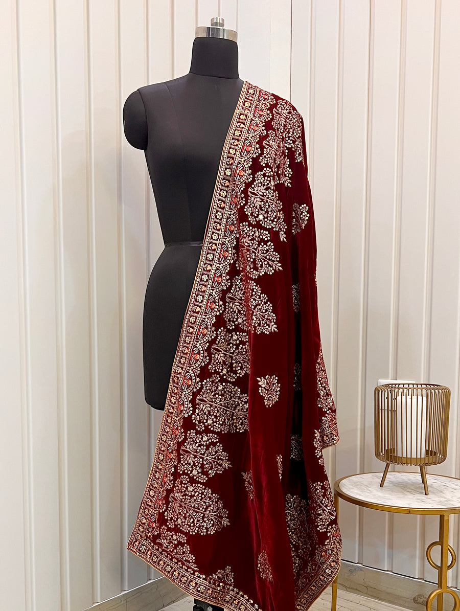 Avisha Dupatta-maroon