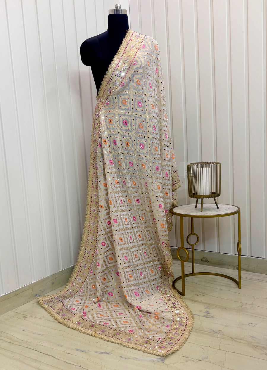 Keesha  Dupatta - White
