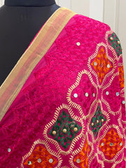 Nimrat Phulkari Dupatta - Hot Pink