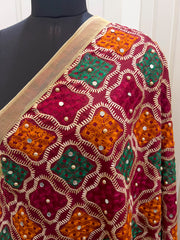 Nimrat Phulkari Dupatta - Maroon