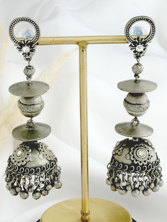 Rupal Earrings - Antique Silver