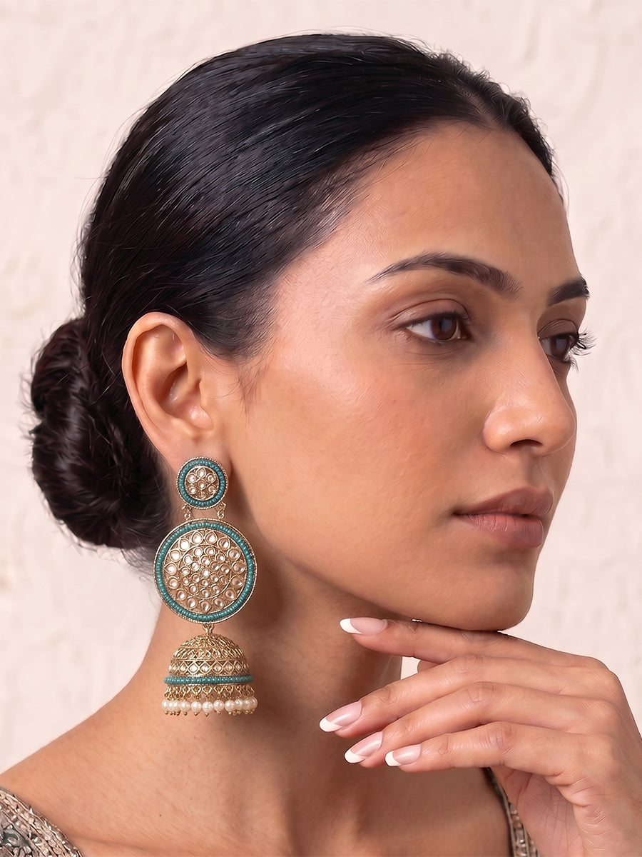 Jaanvi Earrings-Peacock Green