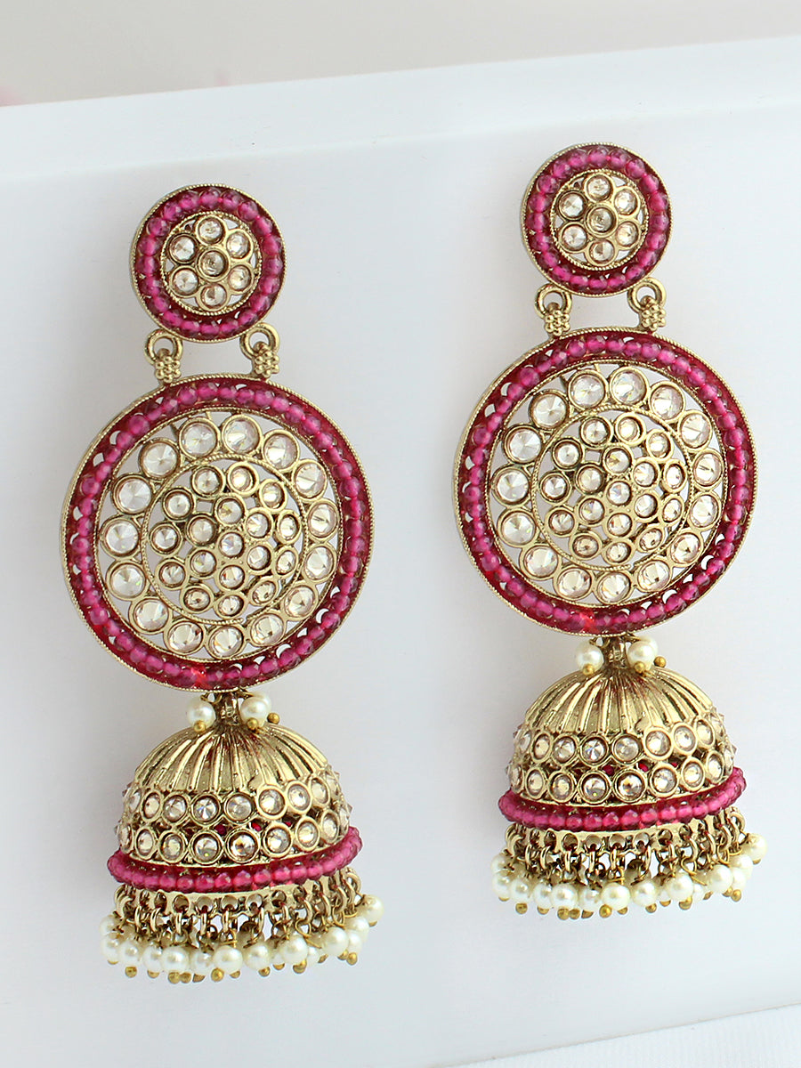 Jaanvi Earrings-Hot Pink