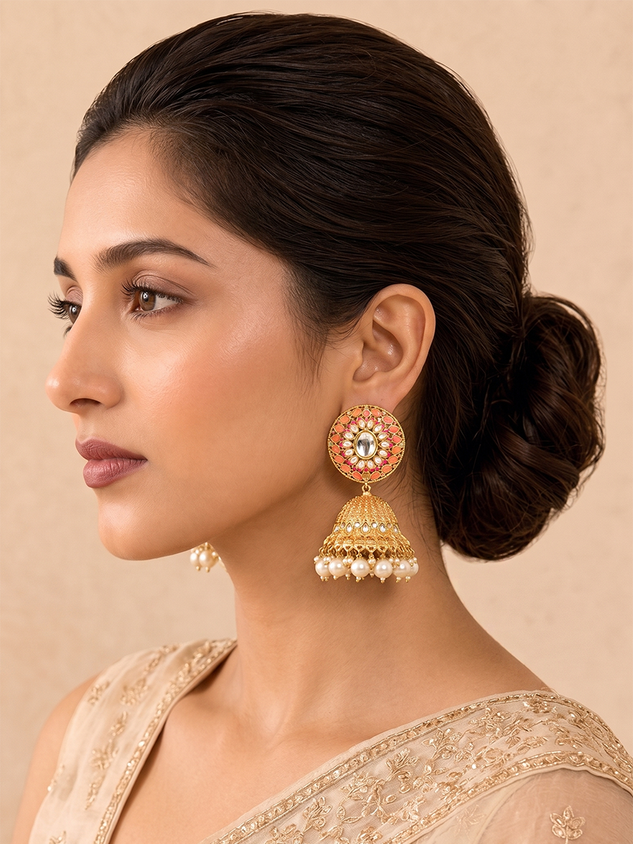Kaynat Earrings-Peach
