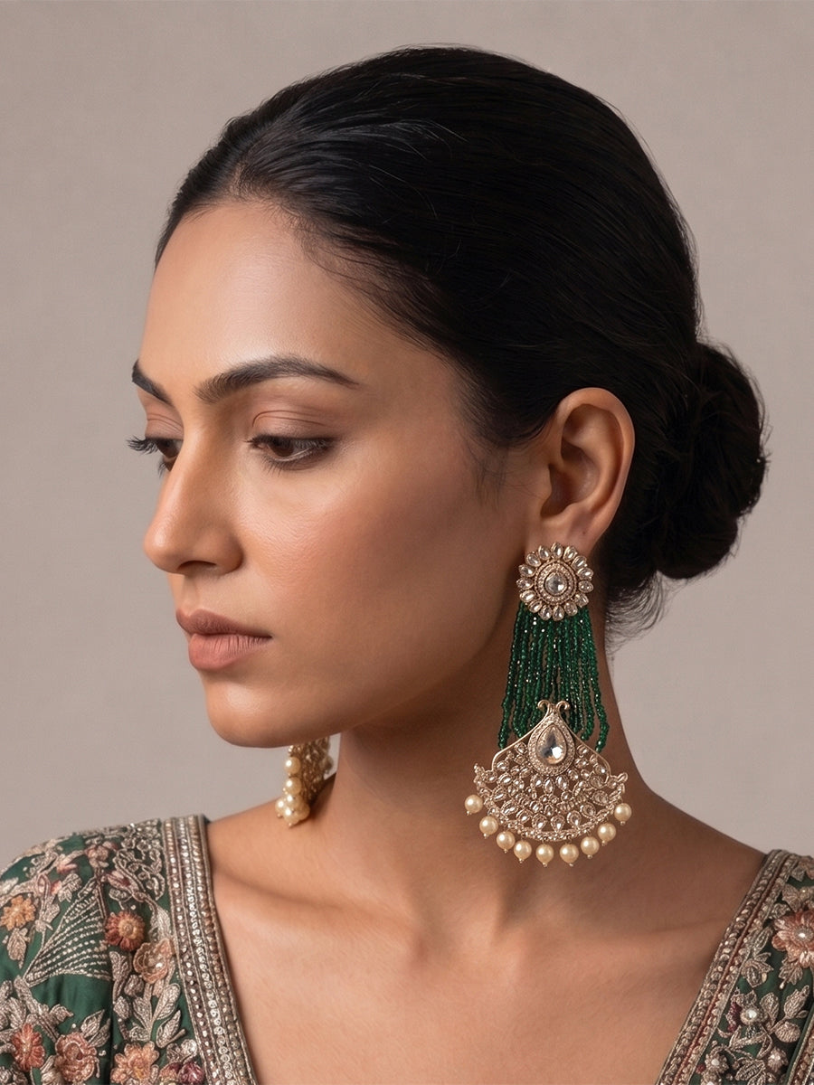 Diya Earrings-Green