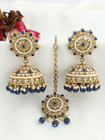 Ziba Earrings & Tikka-blue