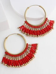 Sonali Hoop Earrings-Red