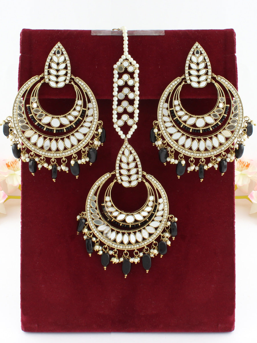 Buy Navy Blue New Party Wear Earrings With Maang Tikka Online From  Wholesale Salwar