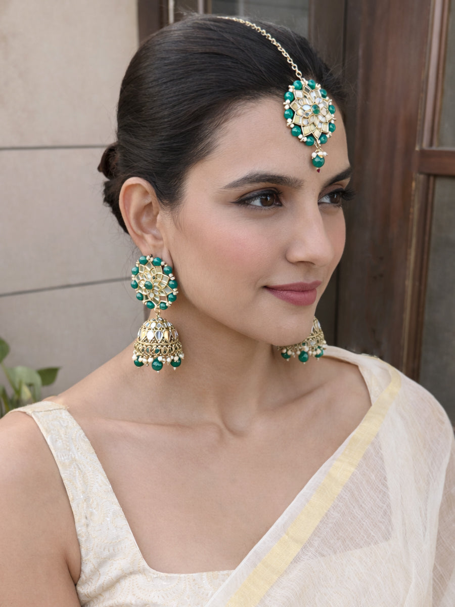 Kavya Mirror Earrings & Tikka