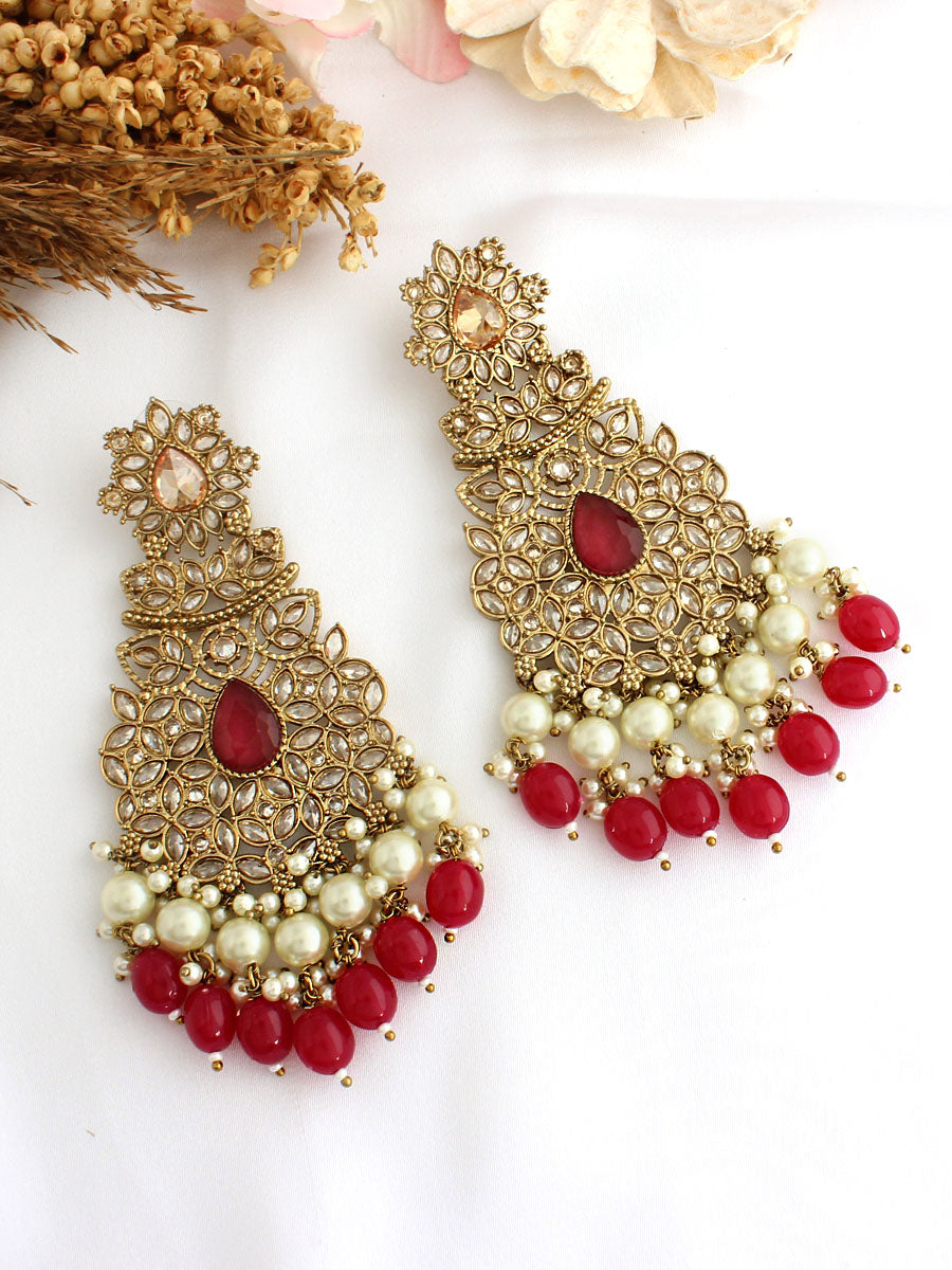 Dhaani Earrings-Ruby Pink