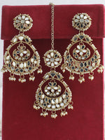 Naaz Mirror Earrings & Tikka - Gold

