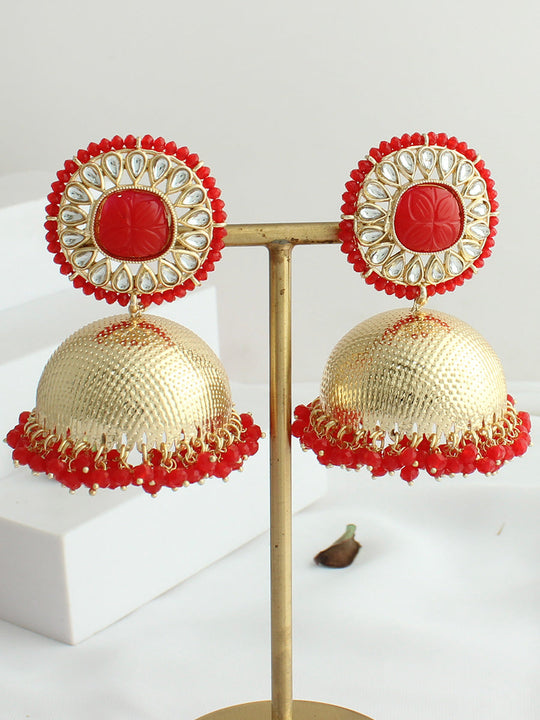 Mahi Jhumki Earrings-Red