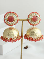 Mahi Jhumki Earrings-Pink