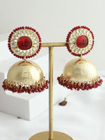 Mahi Jhumki Earrings-Dark Maroon