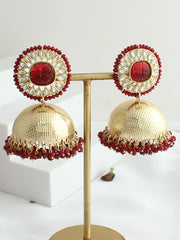 Mahi Jhumki Earrings-Dark Maroon