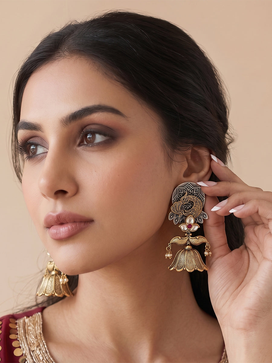 Rashmi Jhumki Earrings-Maroon