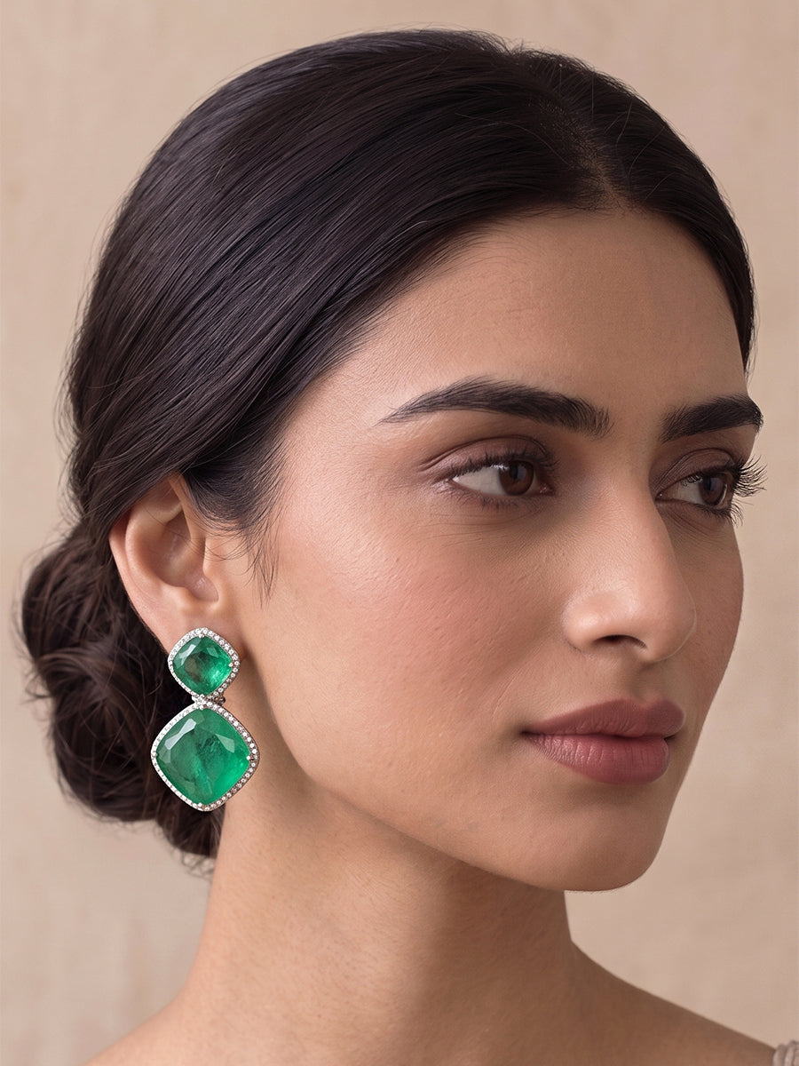 France Dangle Earrings-Green
