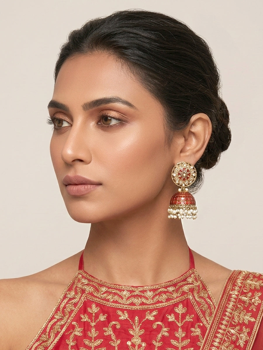Heena Earrings-Maroon