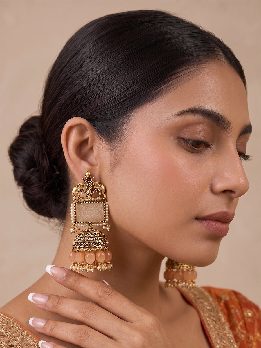 Sudha Earrings- Gold /Peach