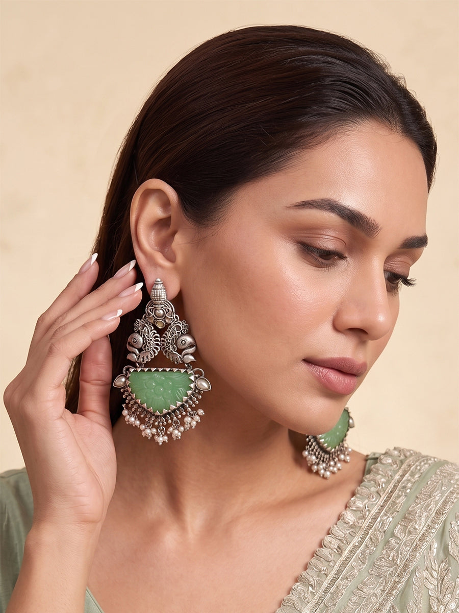 Kritika Earrings - Silver / Mint Green