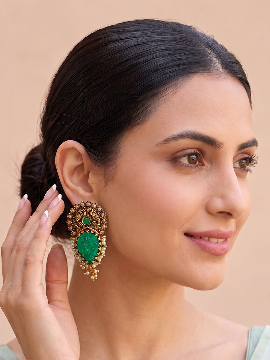 Shyla Earrings-Golden/Green