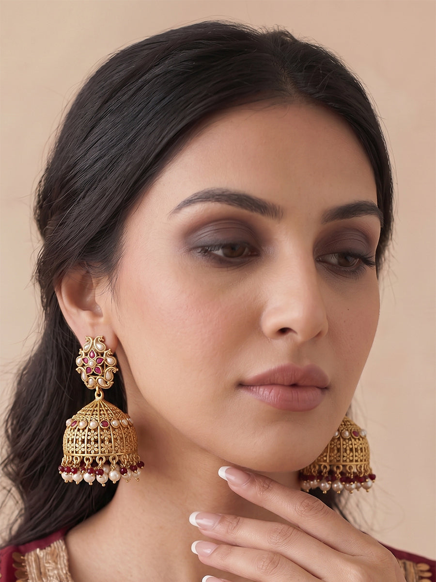 Sayali Earrings - Maroon